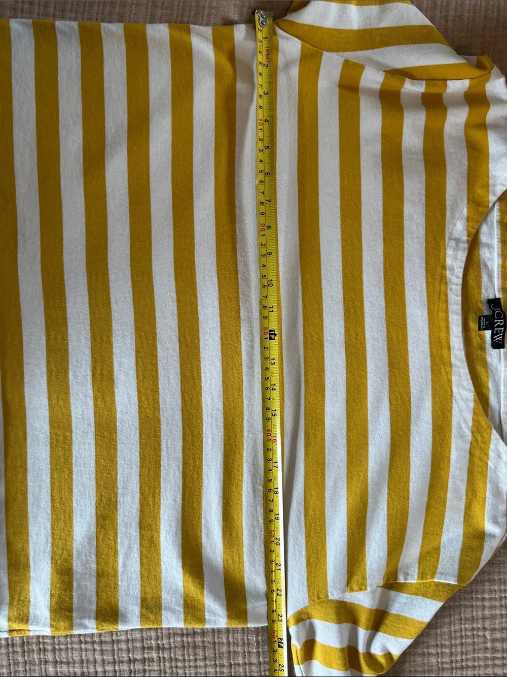 J. Crew Relaxed Boatneck Tee in Mustard Yellow and White Stripe